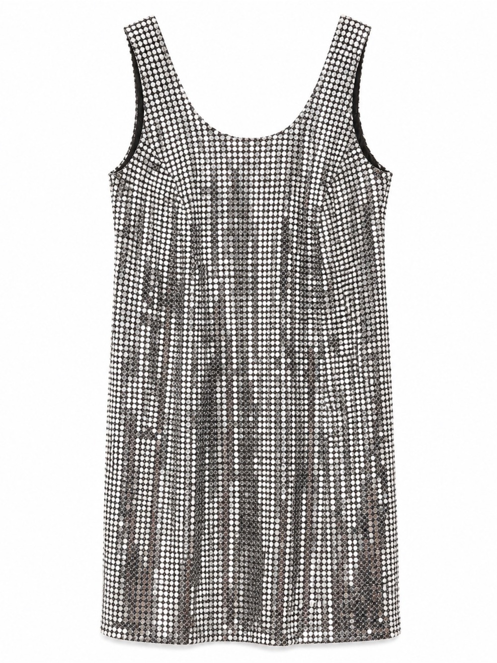 Vintage Silver Sequin Disco Sleeveless Dress
